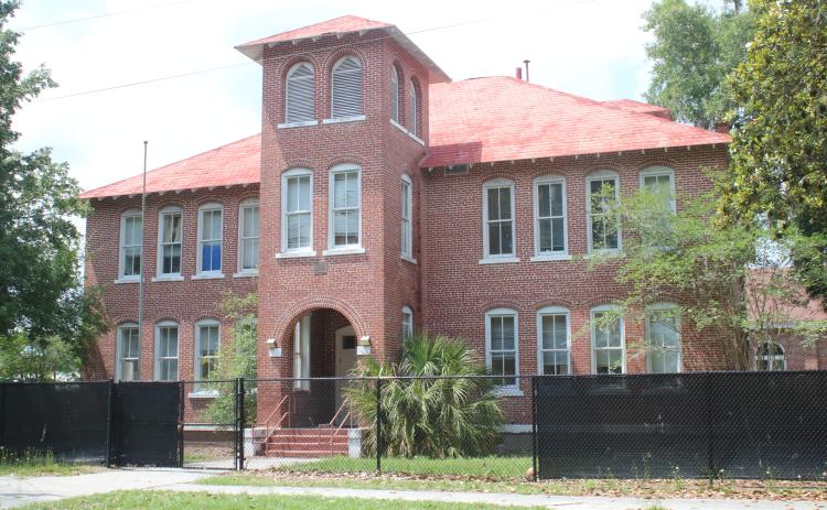 ‘The Fort,’ the historic Fort White Elementary School building, will be surplused by the Columbia County School District next summer. The Columbia County Commission will discuss its interest in the building Thursday. (TONY BRITT/Lake City Reporter)