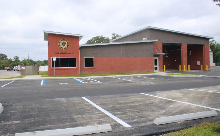 The parking lot at the Lake City Fire Station 2 was repaved last week after the original asphalt was ‘unraveling.’ The issue has delayed the station opening. (TONY BRITT/Lake City Reporter)