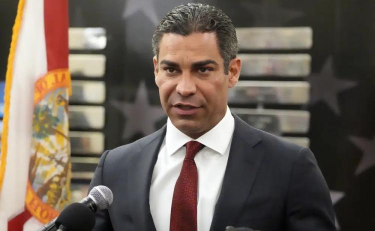 Miami Mayor Francis Suarez speaks during a news conference Monday in Miami. Suarez filed paperwork Wednesday with the Federal Election Commission to make his presidential bid official. (AP FILE)
