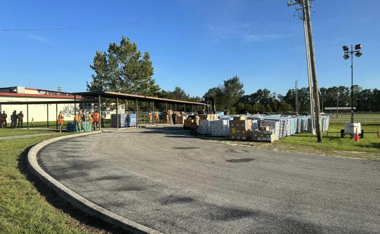 Food and supplies were given out Thursday afternoon at this Point of Distribution at Lafayette High School following Hurricane Idalia. (COURTESY)