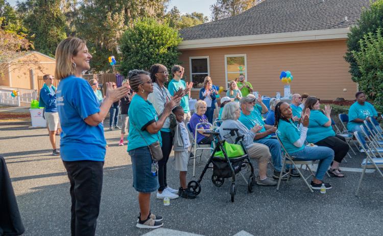 Columbia County Senior Services supports cheer during last year’s ‘Walk a Mile in My Shoes’ fundraiser. (COURTESY)