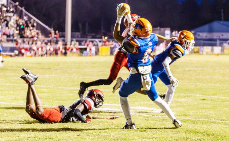 Branford receiver Damian Herrera catches a touchdown against Lafayette on Sept. 29. (JACK HOWDESHELL/Special to the Reporter)