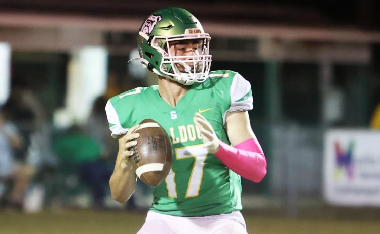 Suwannee quarterback Koy Frier drops back to pass against Wakulla on Friday. (PAUL BUCHANAN/Special to the Reporter)