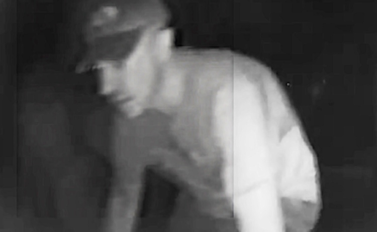 A suspect, shown in video surveillance from a semi-tractor that had its tires punctured, has resumed his criminal mischief on parked trucks the past few weeks. (COURTESY)
