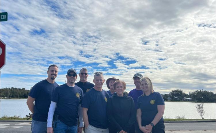 The Rotary Club of Lake City Downtown held a Lake DeSoto cleanup day Saturday. Among the people helping with the cleanup were Noah Walker (from left), Steven Khachigan, Robert Getzan, Bill Sanders, Dave Cobb, Anita Sanders, Darrel Mathis and Deonna Willis. (COURTESY)