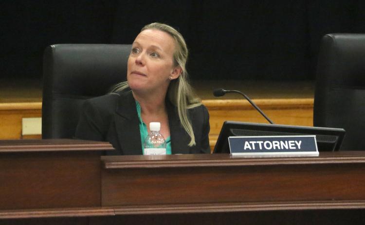 Columbia County School Board Attorney Megan Logan provided the board an update on potential litigation against Pro Sports Consulting Group LLC. (MORGAN MCMULLEN/Lake City Reporter)