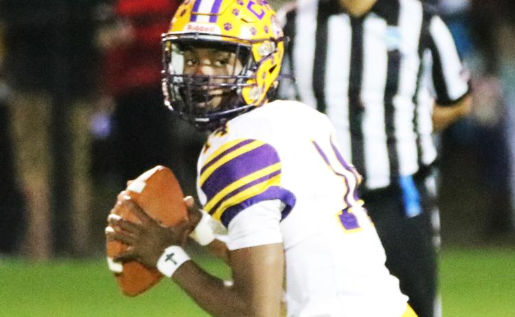 Columbia quarterback Xavier Collins drops back to pass against Vero Beach last Friday. (JORDAN KROEGER/Lake City Reporter)