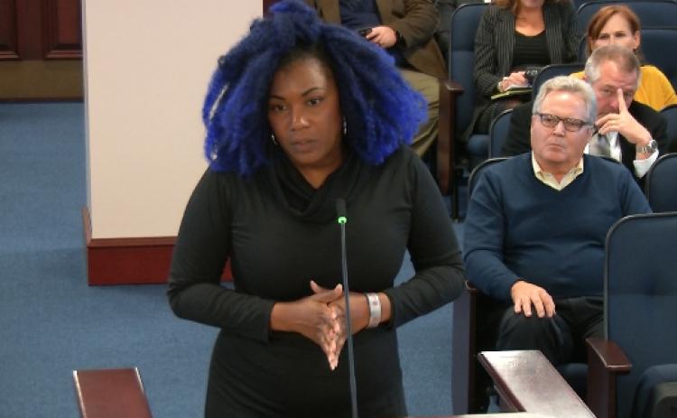 White Springs Town Manager Vanessa George addresses the Joint Legislative Auditing Committee on Monday. (COURTESY)