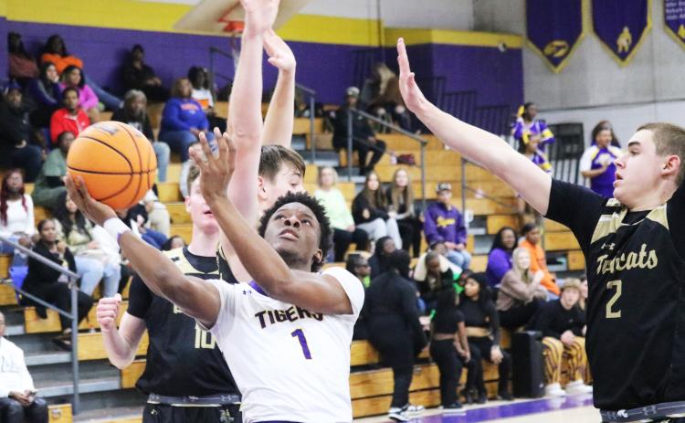Columbia guard Marlin Haywood weaves through the Buchholz defense for a layup on Tuesday night. (JORDAN KROEGER/Lake City Reporter)