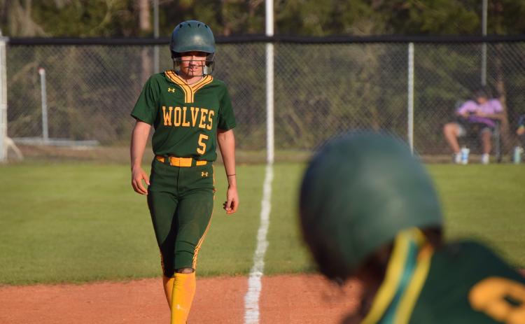 FGC's Mackenzie Peters takes a lead off third base against East Georgia State College on Feb. 3. (COURTESY OF FGC)