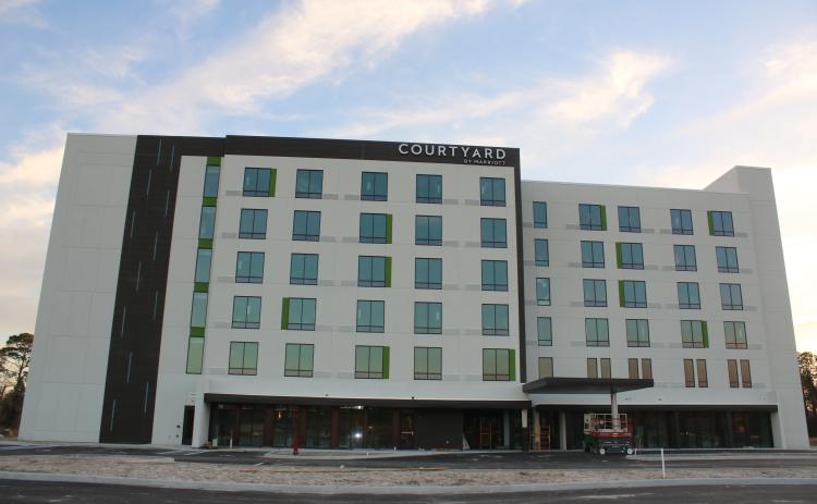 The Courtyard by Marriott hotel, under construction on U.S. Highway 90, is expected to open in May. Construction on the 136-room hotel began in 2022. (TONY BRITT/Lake City Reporter)