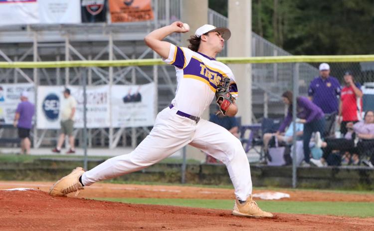 Columbia pitcher Grant Bowers winds up to pitch against Valdosta on Friday. (BRENT KUYKENDALL/Lake City Reporter)