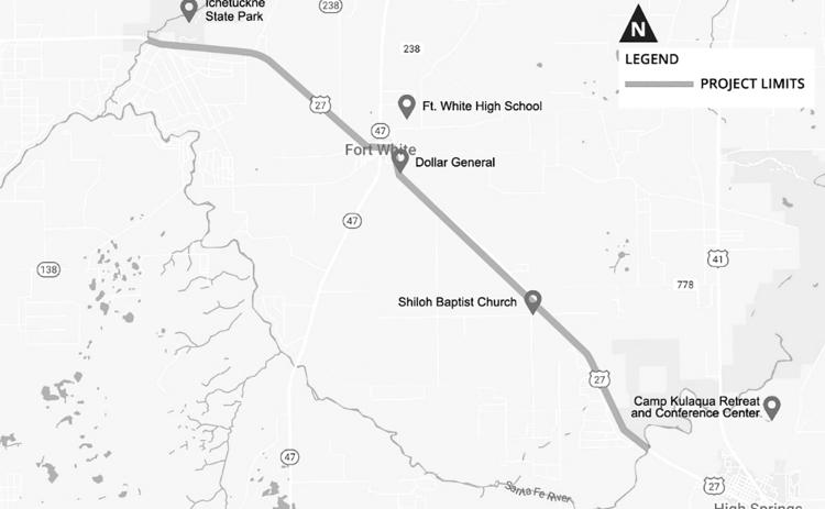 The $11.9 million resurfacing project on U.S. Highway 27 that will begin next week will cover the roadway from the Alachua County line to the Suwannee County line. (COURTESY)