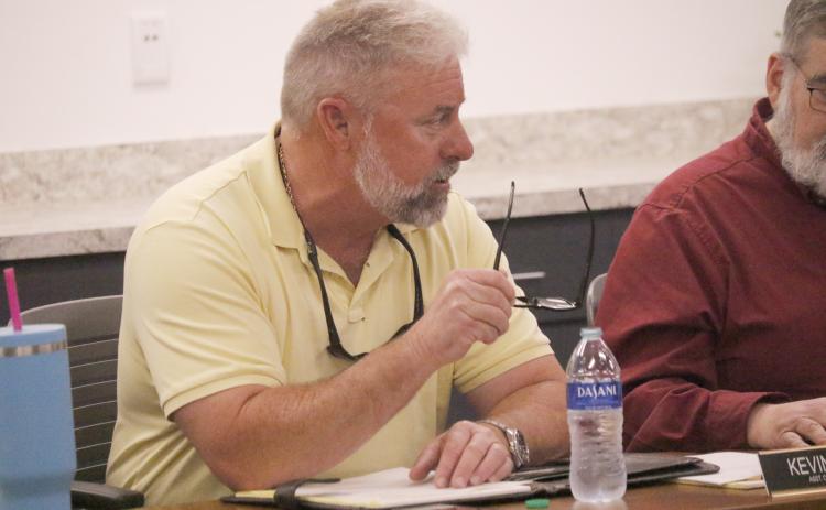 Assistant Columbia County Manager Kevin Kirby asked for clarification on how long to collect storm debris off roadways during an emergency meeting Wednesday. (JAMIE WACHTER/Lake City Reporter)