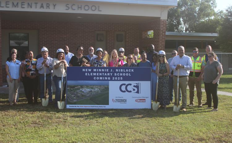 Columbia County School District officials along with representatives from Gilbane Building Company and Zysovich, the architecture firm in charge of the design of the new Niblack Elementary School, held a groundbreaking ceremony Tuesday morning at the school. (JAMIE WACHTER/Lake City Reporter)
