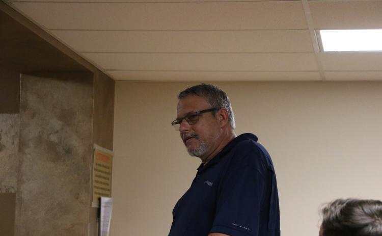 Toby Witt, one of the owners of Columbia EMS, speaks to the Lake Shore Hospital Authority board at Monday’s meeting about the need for a building on the campus to house an EMS crew. (MORGAN MCMULLEN/Lake City Reporter)