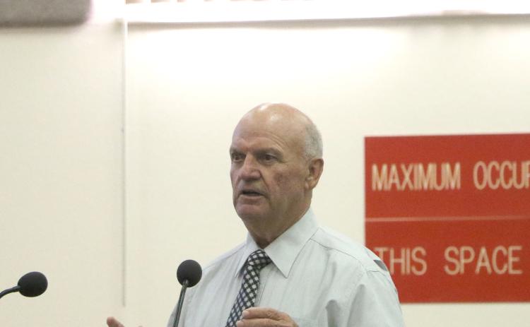 Lake Shore Hospital Authority Accountant Richard Powell explains the circumstances of the county potentially taking over the authority during Thursday’s County Commission meeting. (MORGAN MCMULLEN/Lake City Reporter)