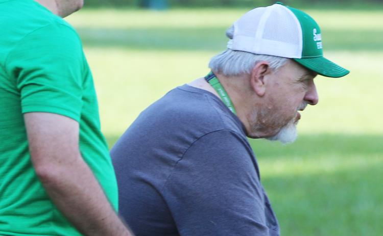 Suwannee consultant Mike Pittman looks on during Monday’s practice. (JAMIE WACHTER/Lake City Reporter)