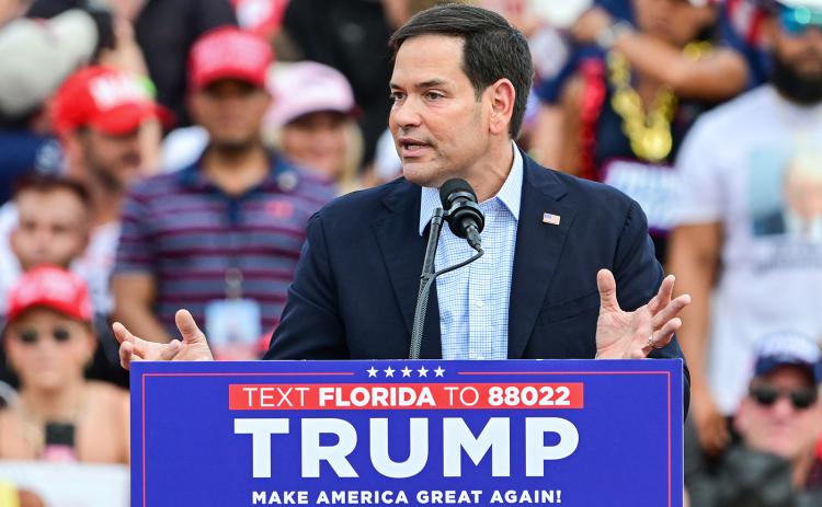 U.S. Senator Marco Rubio speaks during Donald Trump’s campaign rally in Doral on Tuesday. (Giorgio Viera/AFP via Getty Images/TNS)