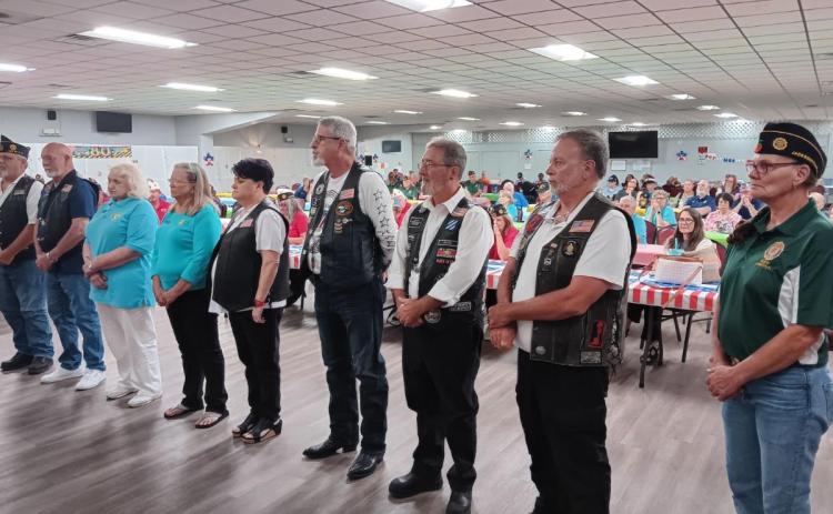 Members of the American Legion Post 57 Legion Riders are installed as officers during a ceremony on Saturday. (COURTESY)