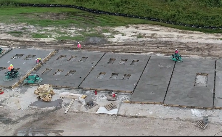Construction workers form walls out of concrete to Niblack Elementary School in forms at the site. The walls will be lifted into place in early October. (COURTESY COLUMBIA COUNTY SCHOOLS)
