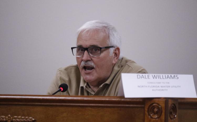 Dale Williams speaks during the North Florida Water Utilities Authority’s Wednesday meeting. (JAMIE WACHTER/Lake City Reporter)