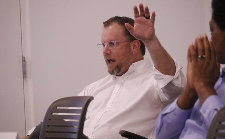 TDC Board Member Chris Candler said Wednesday the county needs to consider the regional storm shelter coming to Suwannee County and how it may also be utilized for indoor sporting events. (JAMIE WACHTER/Lake City Reporter)
