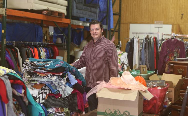 Christian Service Center Executive Director Chris Walters said donations have been collected for Saturday’s fall yard sale for the past six months. (TODD WILSON/Lake City Reporter)