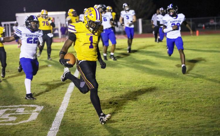 Columbia receiver Zamarion Jones strolls into the end zone for a touchdown against Ridgeview on Oct. 11. (BRENT KUYKENDALL/Lake City Reporter)