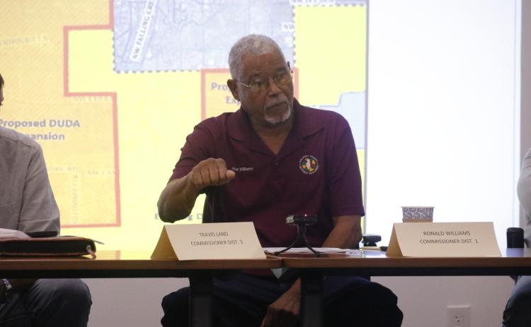 Columbia County Commission Chairman Ron Williams requested that both Columbia and Suwannee county commissions look into requiring a super majority vote to dissolve the North Florida Water Utilities Authority at a joint commission workshop Wednesday. (JAMIE WACHTER/Lake City Reporter)
