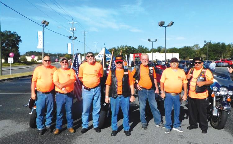 A group of riders for the Toys For Tots Toy Run poses during the 2022 ride. (FILE)