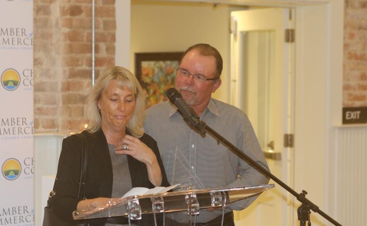Jean and Keith Frost were named the Citizen of the Year on Tuesday at the Lake City-Columbia County Chamber of Commerce’s Business Excellence Award ceremony at The Blanche Hotel. (TONY BRITT/Lake City Reporter)