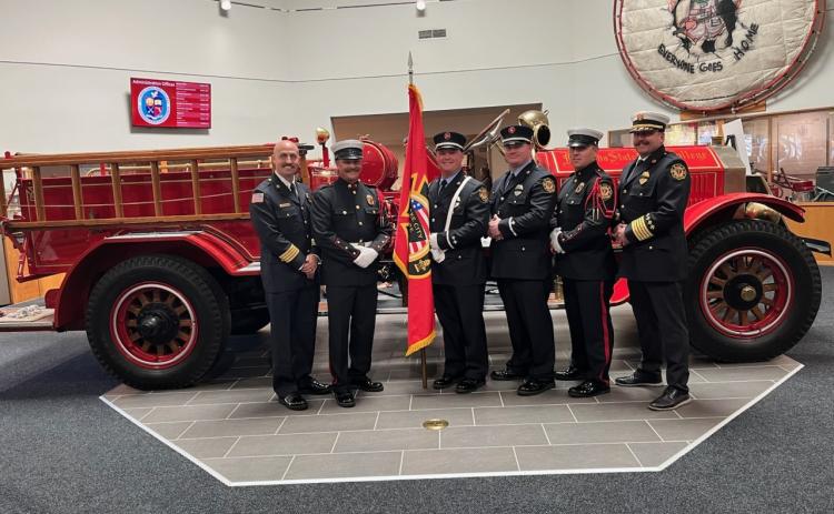 Lake City Fire Department Assistant Fire Chief Ret Tompkins (from left), Greg Sund, Daniel Dohrn, Trent Kreienheder, Dustin Alford and Chief Josh Wehinger are part of the newly formed honor guard. (COURTESY LAKE CITY FIRE DEPARTMENT)
