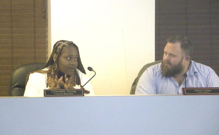 Lake City Councilwoman Chevella Young, in response to Councilman James Carter, said the city’s investment into the Emergency Home Repair Program is a way of putting taxpayer funds back into the community. (MORGAN MCMULLEN/Lake City Reporter)