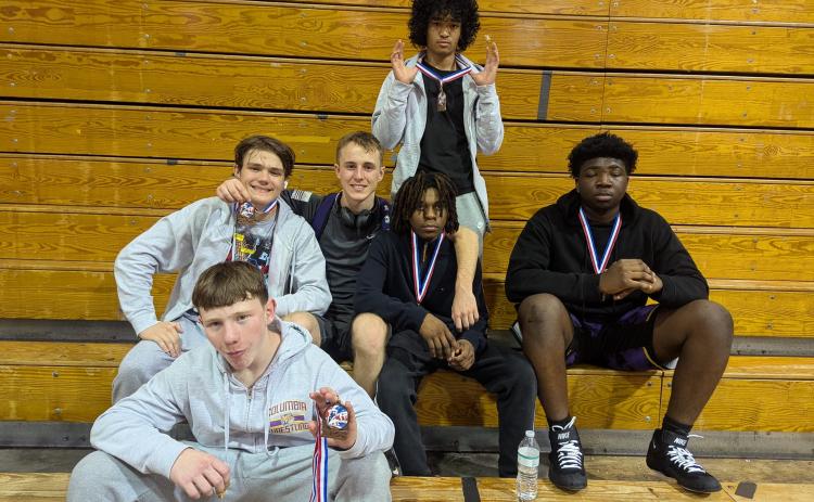 Columbia wrestlers Jorryn Brown, Elijah Cray, Cyler Robinson, Kevin Fink, Zhane Smith and Xavier Williams qualified for the Region 1-2A IBT with top-four finishes at the District 2-2 IBT on Friday. (COURTESY)