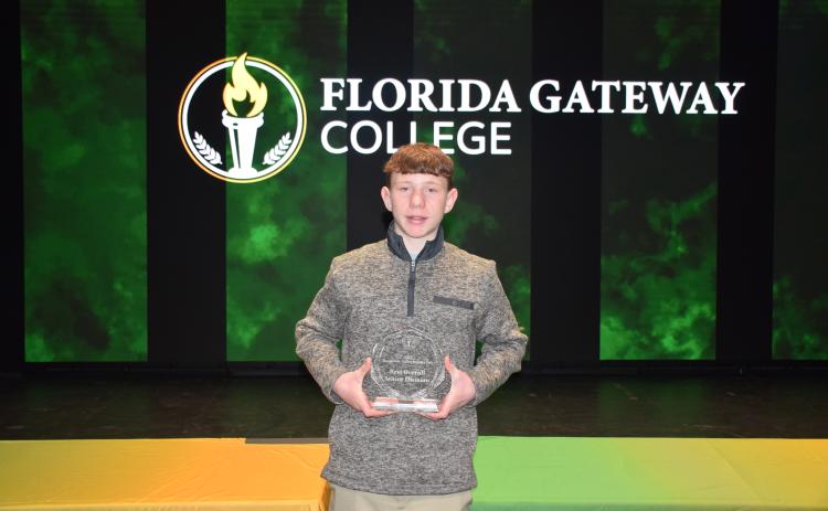 Fort White High’s Cyler Robinson won the top honors at the Suwannee Valley Regional Science and Engineering Fair for the second year in a row. (COURTESY FLORIDA GATEWAY COLLEGE)