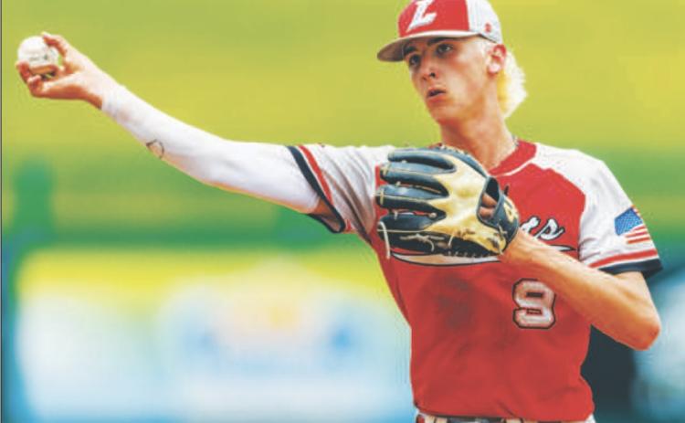 Lafayette’s Garrett Taylor throws a ball back to the pitcher during last seasons’s state semifinals. (FILE)