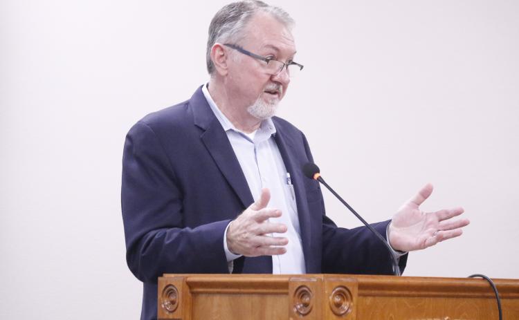 Suwannee County Economic Development Director Jimmy Norris said the regional storm shelter planned for north of Live Oak is the county’s ‘big project.’ (JAMIE WACHTER/Lake City Reporter)