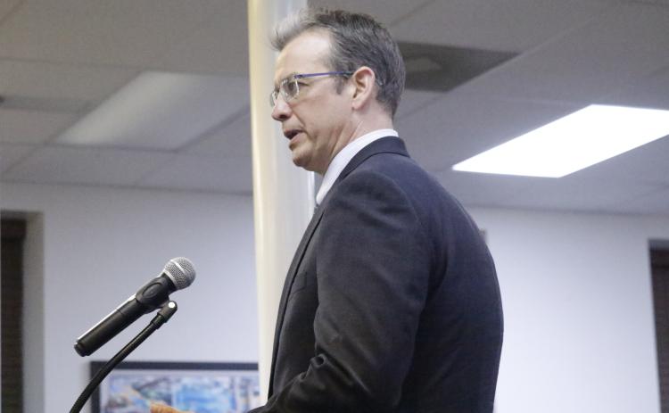 Michael Cavendish with Cavendish Partners told the Lake City Council that the payments to former City Manager Paul Dyal were ‘invalid.’ (JAMIE WACHTER/Lake City Reporter)