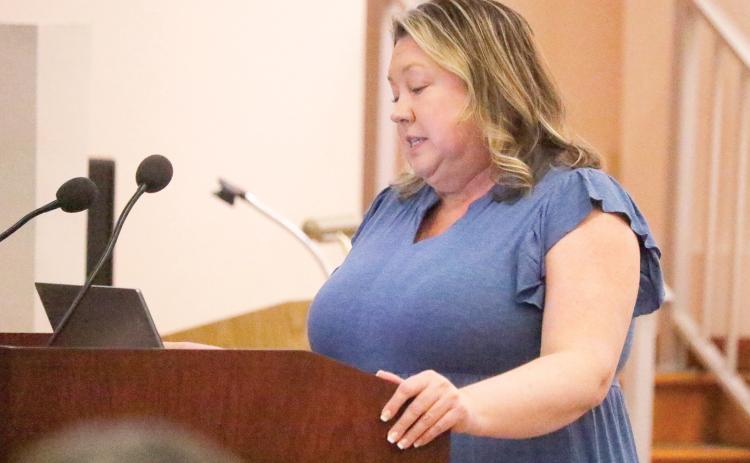 Pinemount Elementary School Principal April Bolkosky told the Columbia County School Board on Tuesday night that the school looks to bring new students in from Five Points as part of the rezoning and become one family. (JAMIE WACHTER/Lake City Reporter)