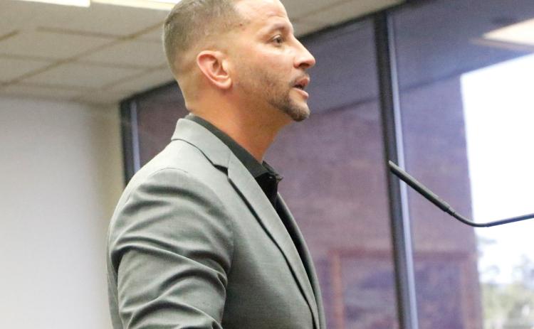 Blue Line Solutions’ David Bocchino said the automated speed detection system reduces speeding in school zones by 94%. (JAMIE WACHTER/Lake City Reporter)