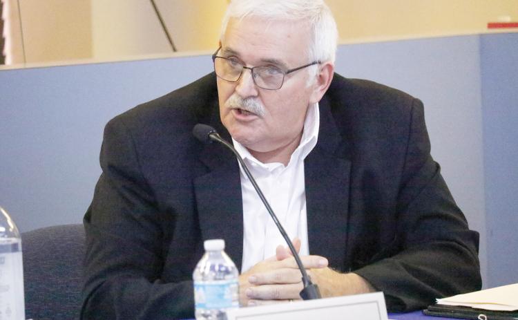 Lake Shore Hospital Authority Executive Director Dale Williams speaks during a conflict resolution hearing with the City of Lake City last month about their zoning dispute. That issue is waiting for a Meridian Healthcare board vote to be resolved. (FILE)