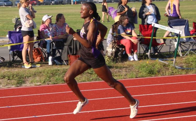 Columbia runner J'Liyn Smith won the girls 400m at the Suwannee Mini Meet #2 on Tuesday. (COURTESY)