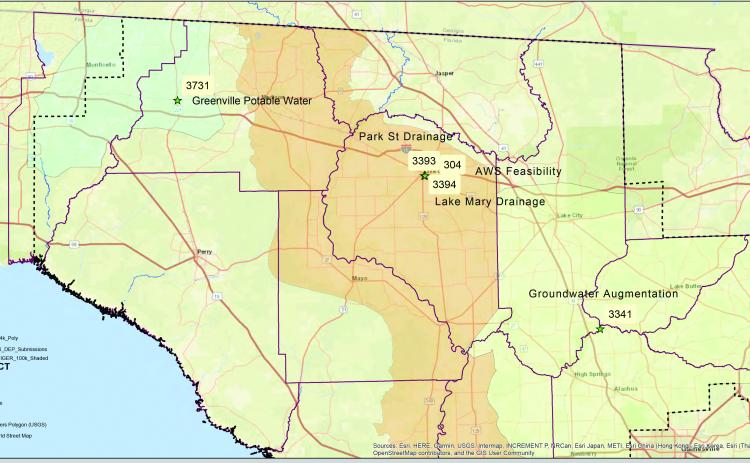 The Suwannee River Water Management District governing board will consider approving five projects for alternative water supply project fundings, including a pair of drainage projects in the City of Live Oak. (COURTESY SUWANNEE RIVER WATER MANAGEMENT DISTRICT)