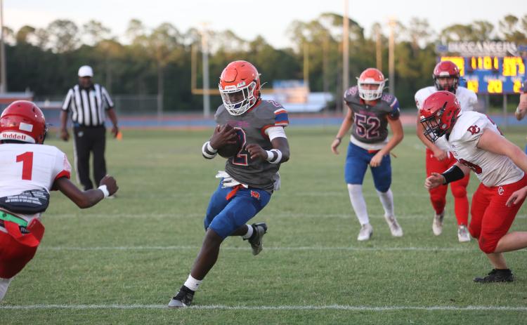Branford running back Ollie James scores a touchdown against Dixie County during Thursday's spring game. (PAUL BUCHANAN/Lake City Reporter)