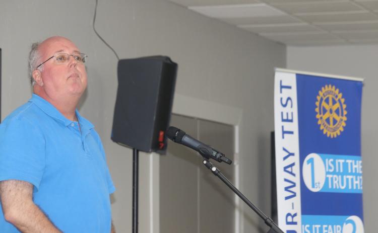 Columbia County Emergency Management Director Shayne Morgan updated the Rotary Club of Lake City on Thursday about this year’s hurricane season, which is expected to be above normal. (TONY BRITT/Lake City Reporter)