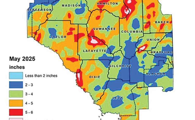 North Florida received approximately 8% more rain in May than its historical average according to the Suwannee River Water Management District. (COURTESY)