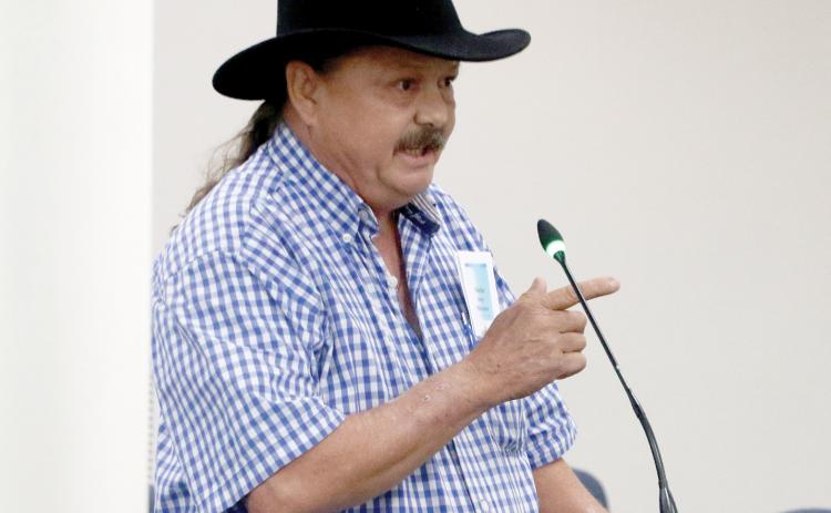 H. Shawn Holmgren threatened legal action during his public comments Monday. (MORGAN MCMULLEN/Lake City Reporter)