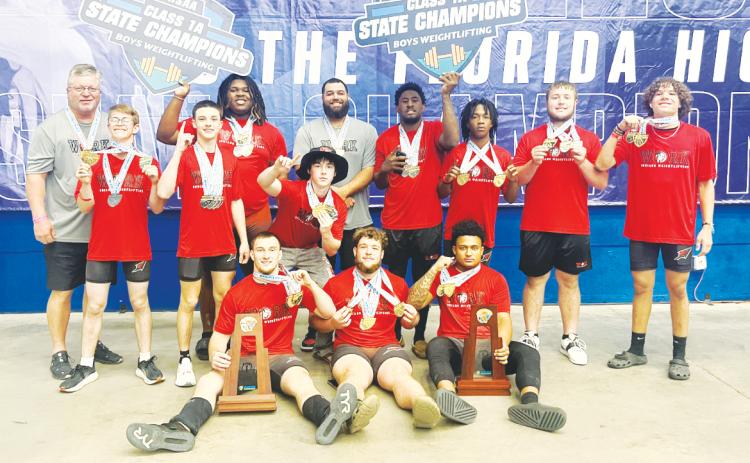 Fort White's boys weightlifting team won the Class 1A state titles in traditional and Olympic. (FILE)