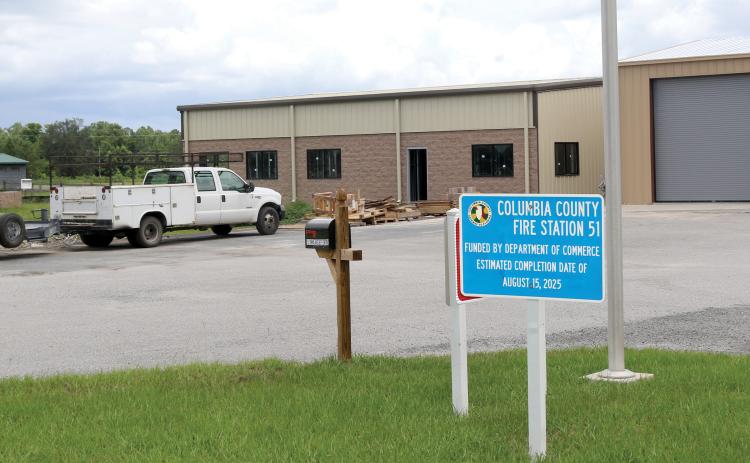 The new Columbia County Fire Station 51 on Lake Jeffery Road is anticipated to be ready to open in August. The site-built building replaces a mobile home at the station site and will also provide a new administrative headquarters. (TONY BRITT/Lake City Reporter)